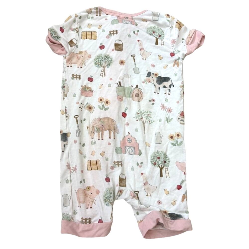 NWOT Baby Girl Angel Dear Cute Farm Animals Ruffle Zip Footie Size 0-3 Month - Picture 3 of 4